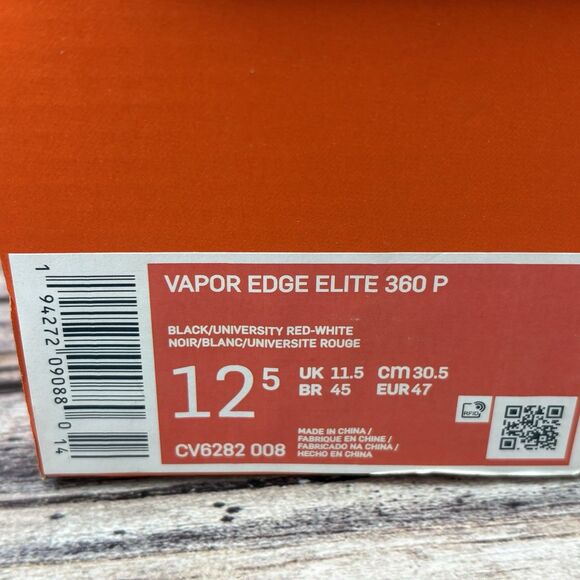 Size 12.5 Nike Vapor Edge Elite 360 P FK Black/Red Football Cleats CV6282-008 main image 6